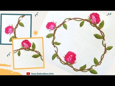 3D Rose hand embroidery #embroidery #handembroidery #embroiderydesign #3dembroidery