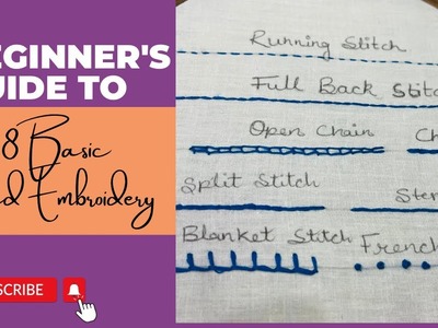 Basic Hand Embroidery for beginners | 8 Basic hand stitches with back view