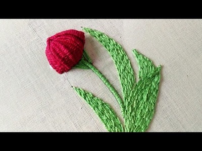 Beautiful tulip flower embroidery titorial.hand embroidery tutorial