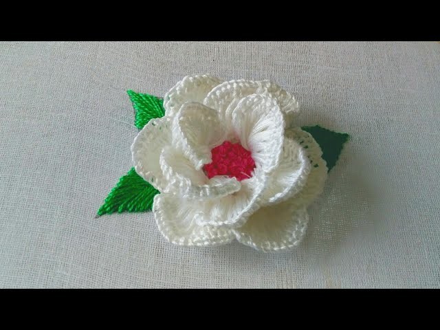 Beautiful white flower embroidery design.hand embroidery