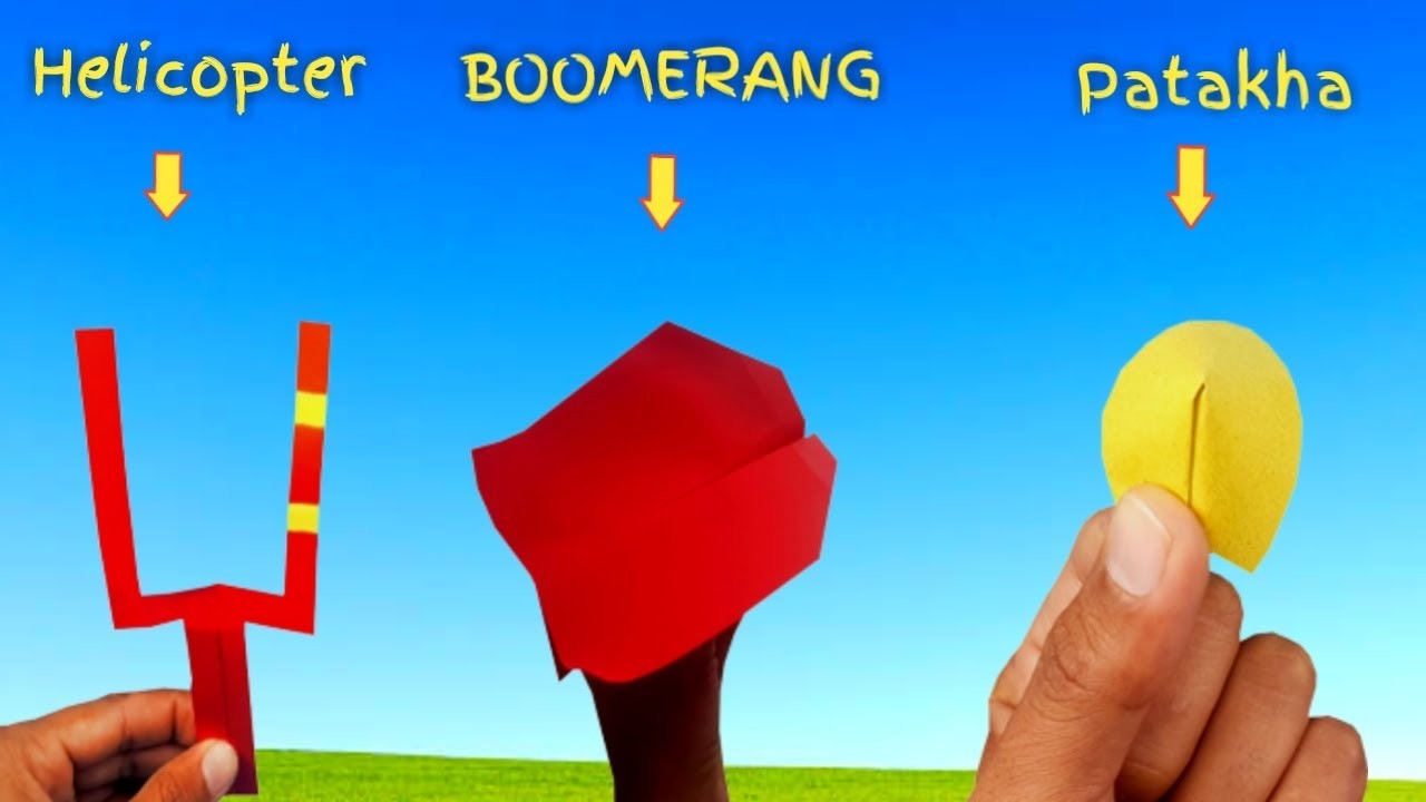 Best 3 paper toys making | paper helicopter | boomerang plane | paper patakha