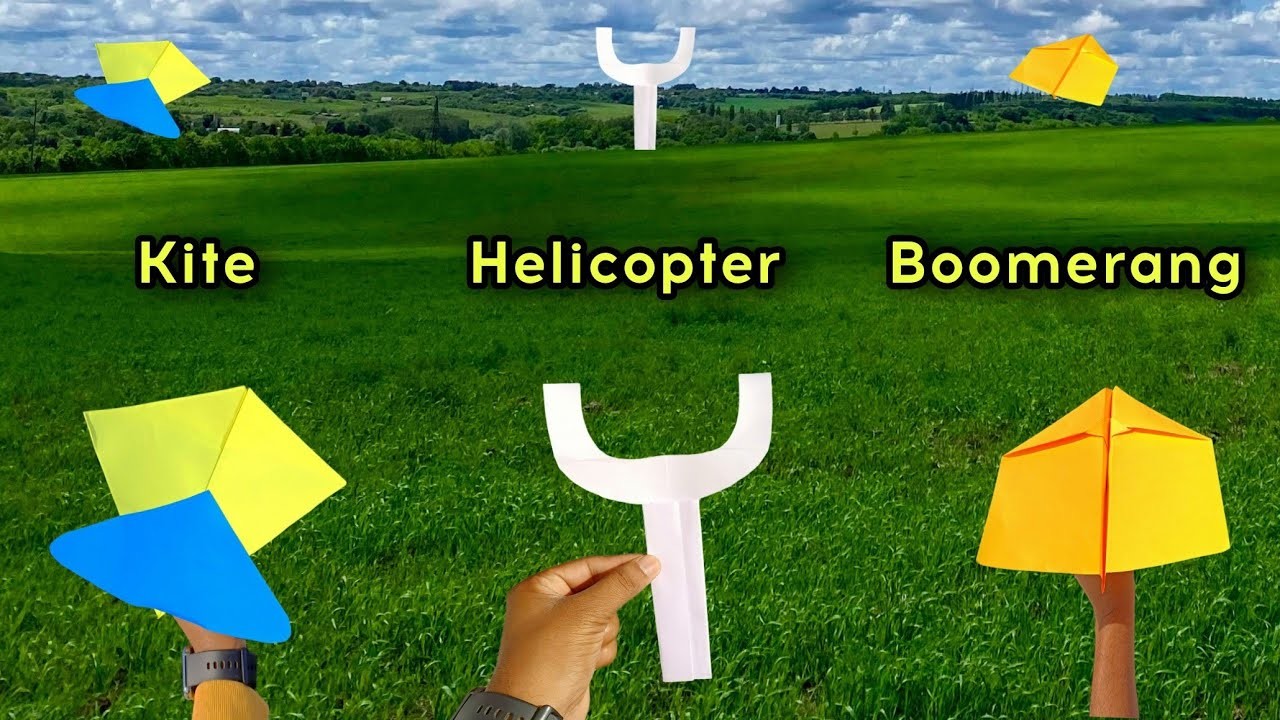Best 3 toy helicopter (flying), best paper kite plane, how to make boomerang, best 3 flying toy