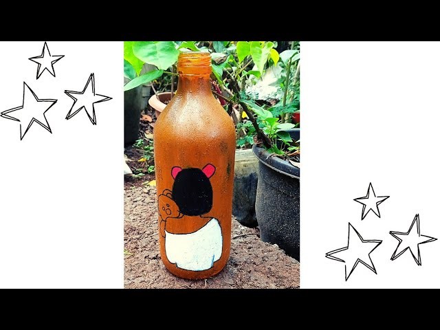 Bottle painting with cute panda || Art_#59 | DIY || cute panda