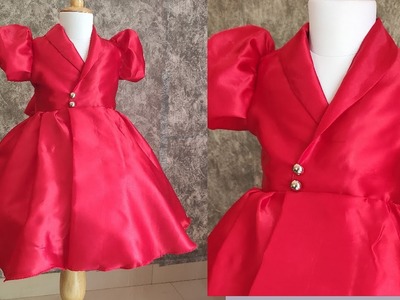 DIY : Baby Frock Cutting and Stitching. Coat Collar Frock Cutting and Stitching. Collar neck frock