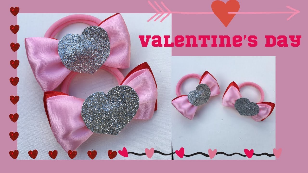 DIY Como Hacer Simple Moños Glitter Hart’s para san Valentin How to make Bows Valentine’s ideas2023