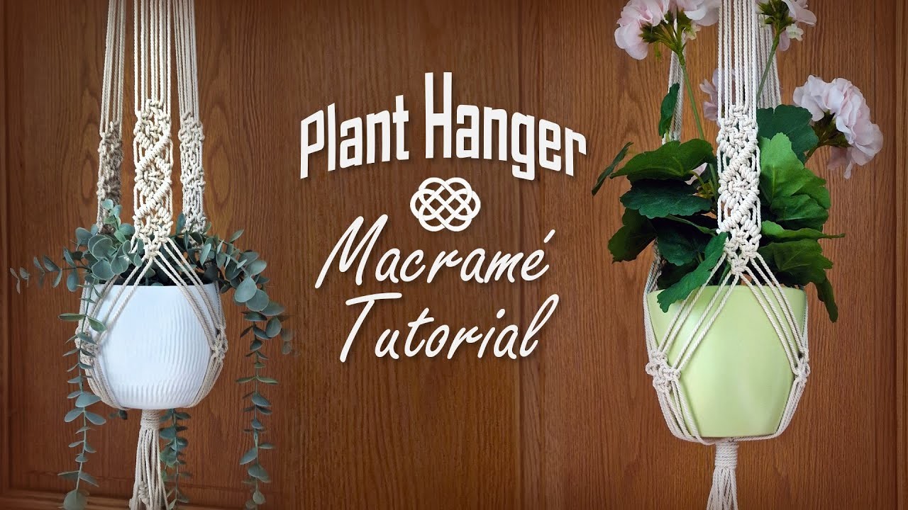 DIY Macrame Air Plant Hanger - Long Design. Leaf knot. Square knot. Half hitch knot