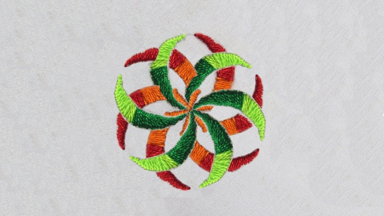 Dual Shade Color Ring Pattern Flower | Hand Embroidery |