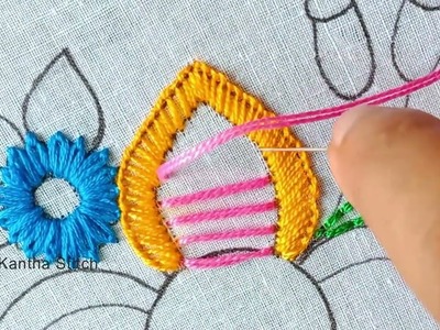 Fancy Flower design hand embroidery tutorial,fantastic blanket stitch flower  doodles needlework