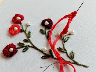Hand embroidery 3D flowers. Brazilian Stitch Embroidery. 3D Brazilian Flowers #EmbroideryWorld