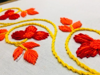Hand Embroidery border design by nakshi design art.