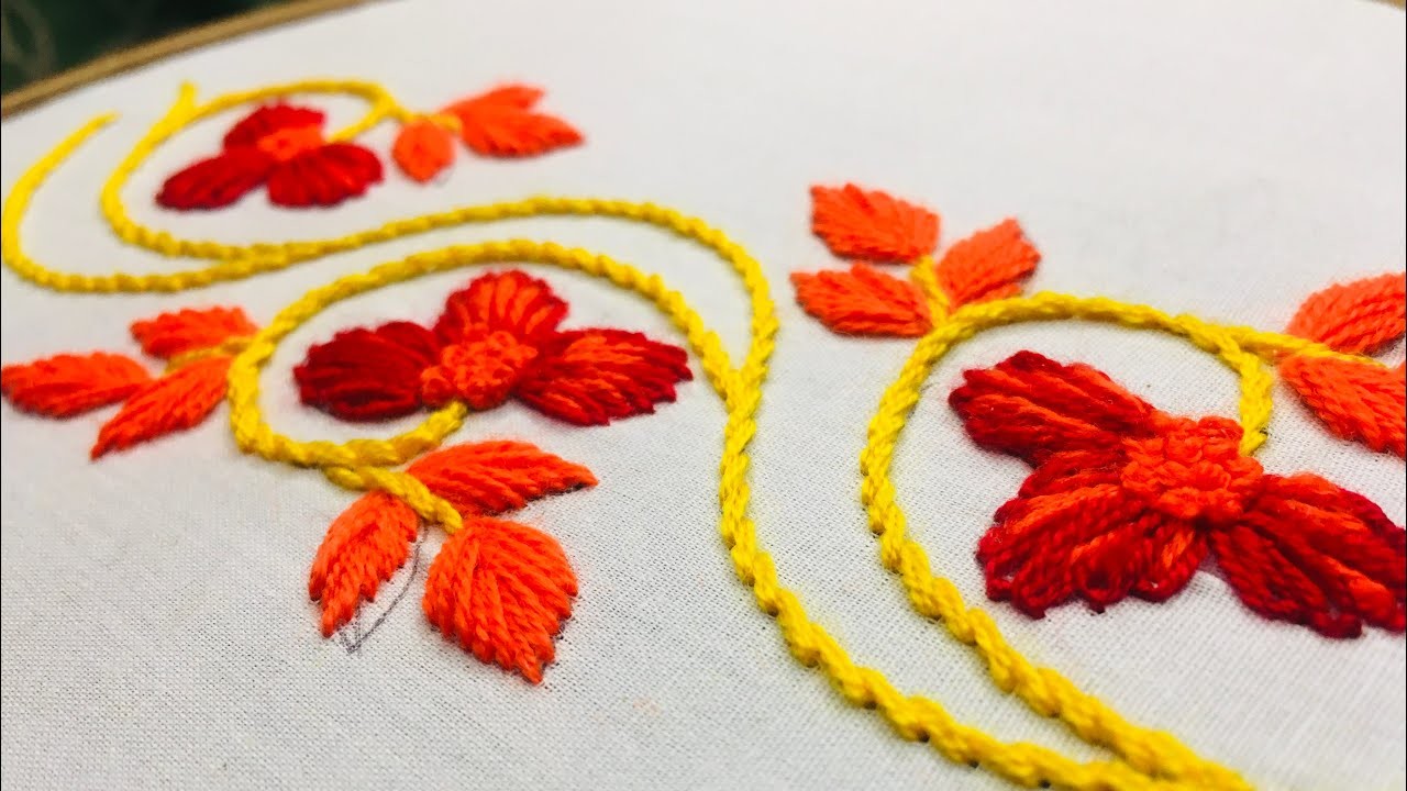 Hand Embroidery border design by nakshi design art.
