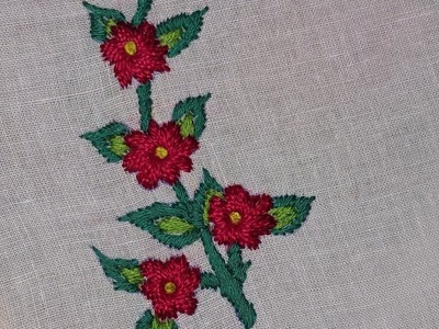 Hand Embroidery Easy Following A Beautiful Flower Design.Satin Stitch.