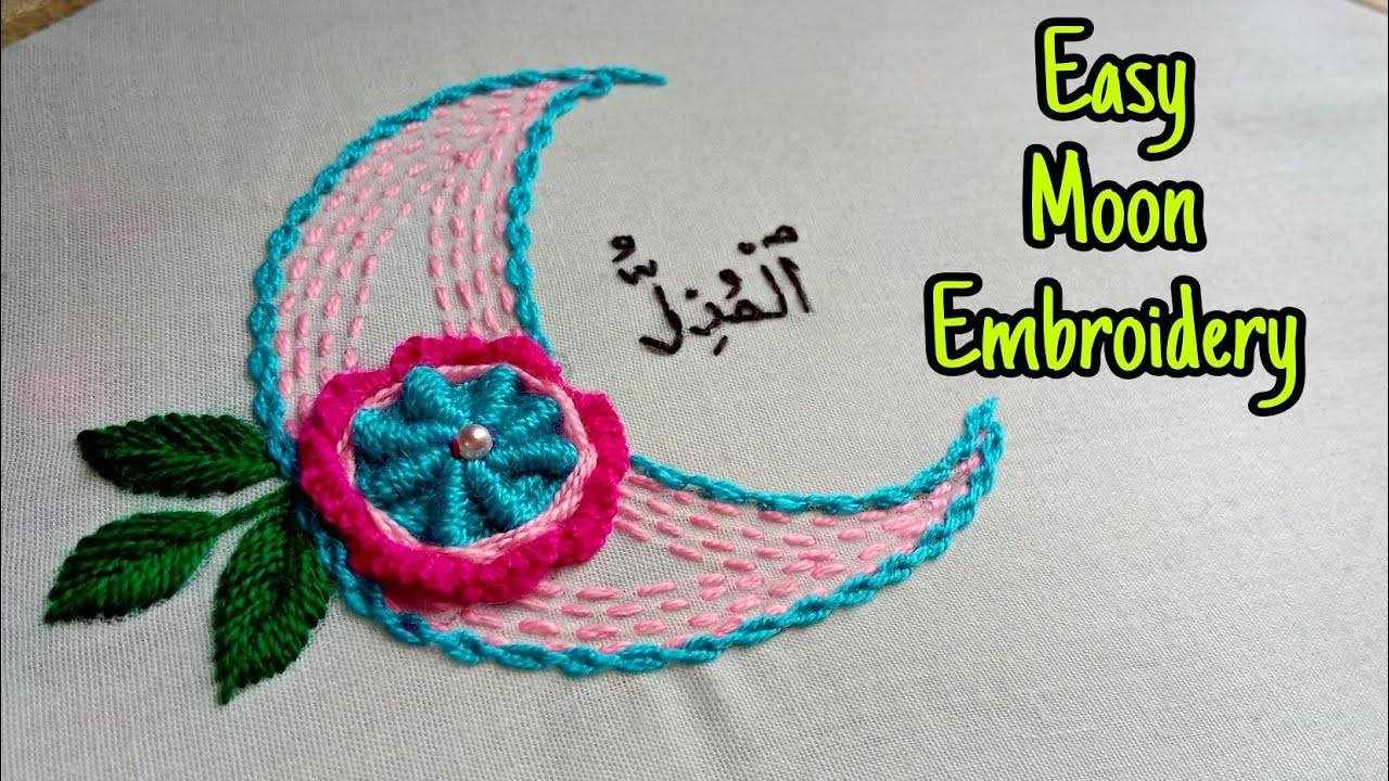 Hand embroidery - Moon hand embroidery design tutorial for beginners | embroidery for beginners