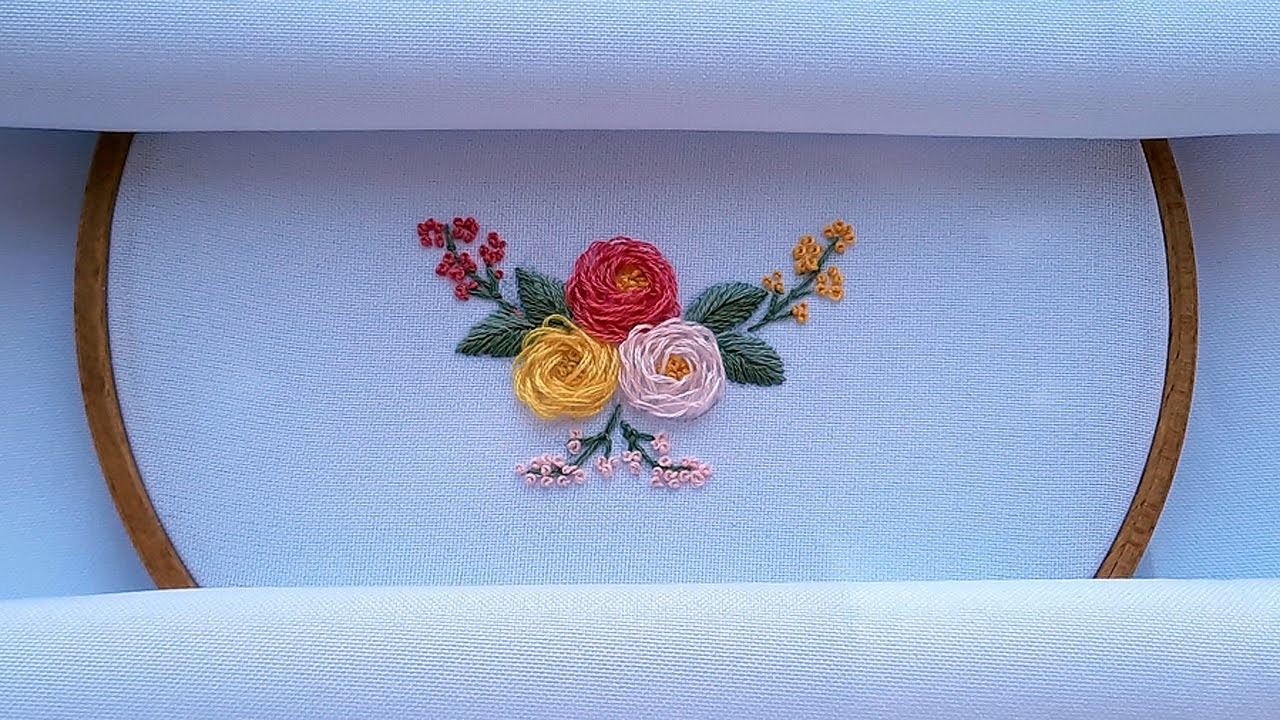 Hand Embroidery Roses Stem stitch Embroidery for beginners