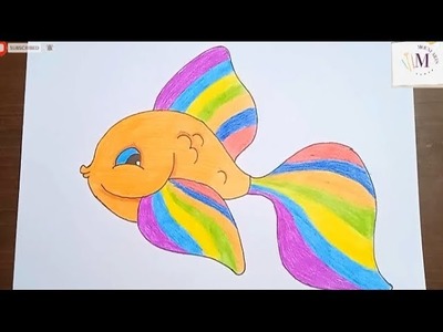 How to draw easy rainbow fish||Step by step easy fish drawing||Easy peasy fish drawing