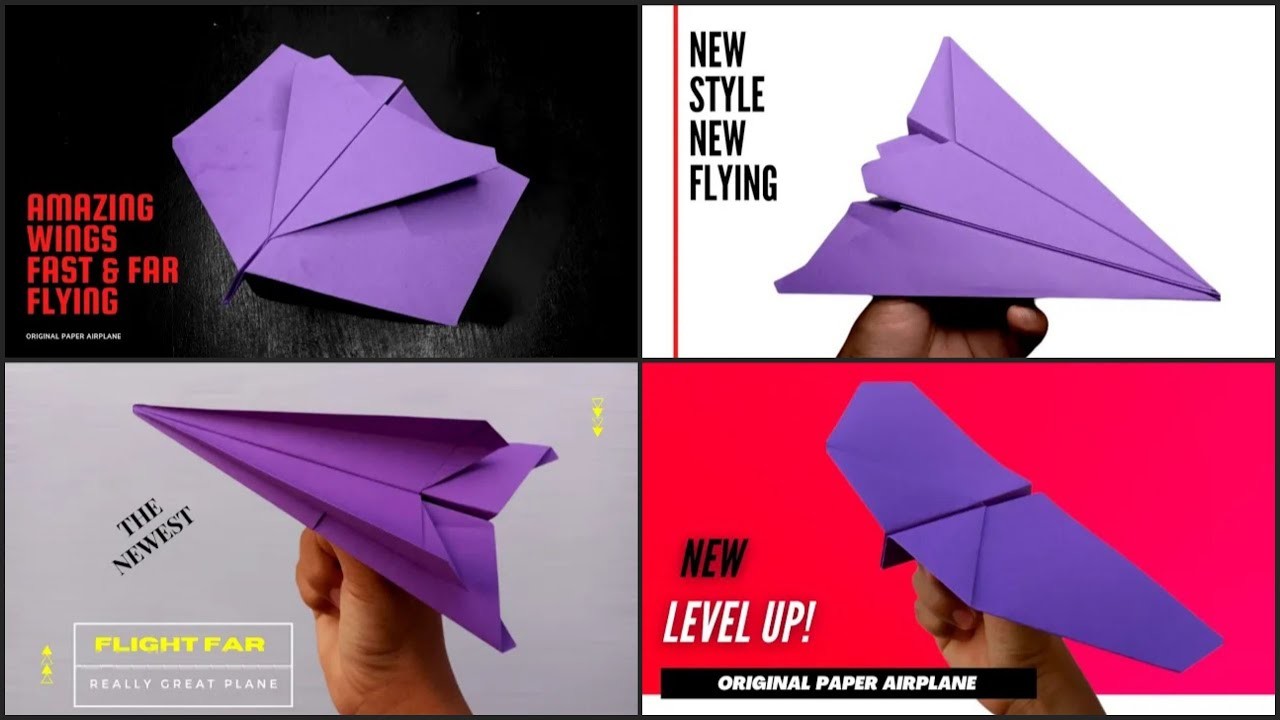 How to fold 4 EASY paper airplanes | Paper Plane Tutorial That's Flying Far