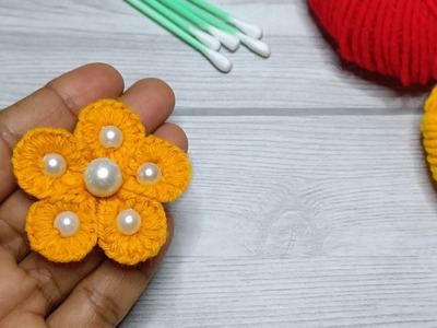 I made it very easy !! | Super easy Hand Embroidery  Flower making with Woolen Yarn