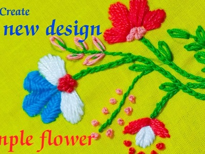 #Latest hand embroidery#beautiful embroidery flower#woolen hand embroidery flower