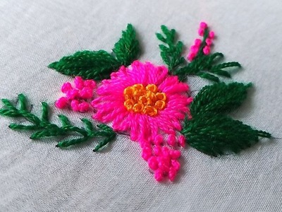 Lotus Flower Creeper Hand Embroidery | Beautiful Flower Embroidery | Modern Lazy Daisy Stitch