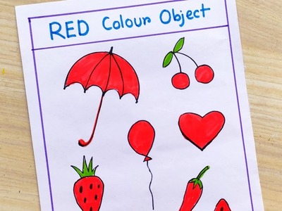 Red Colour Object drawing easy | How to draw red colour things | Red Colour drawing things easy