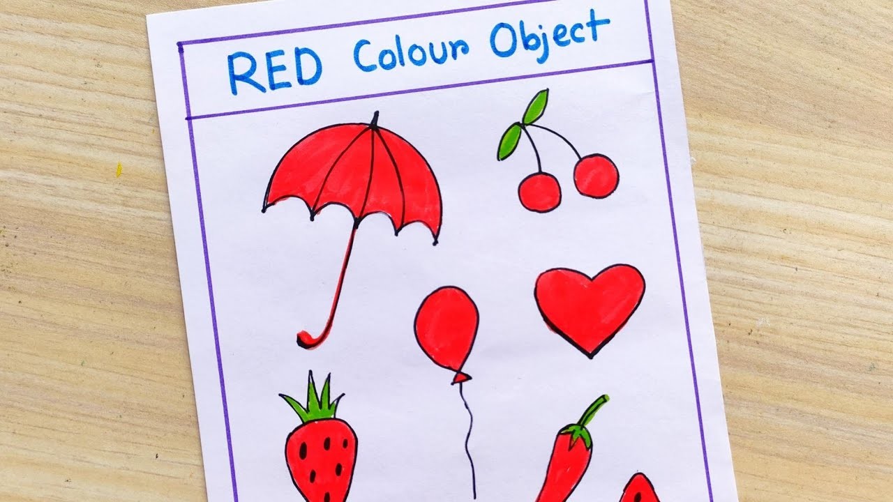Red Colour Object drawing easy | How to draw red colour things | Red Colour drawing things easy