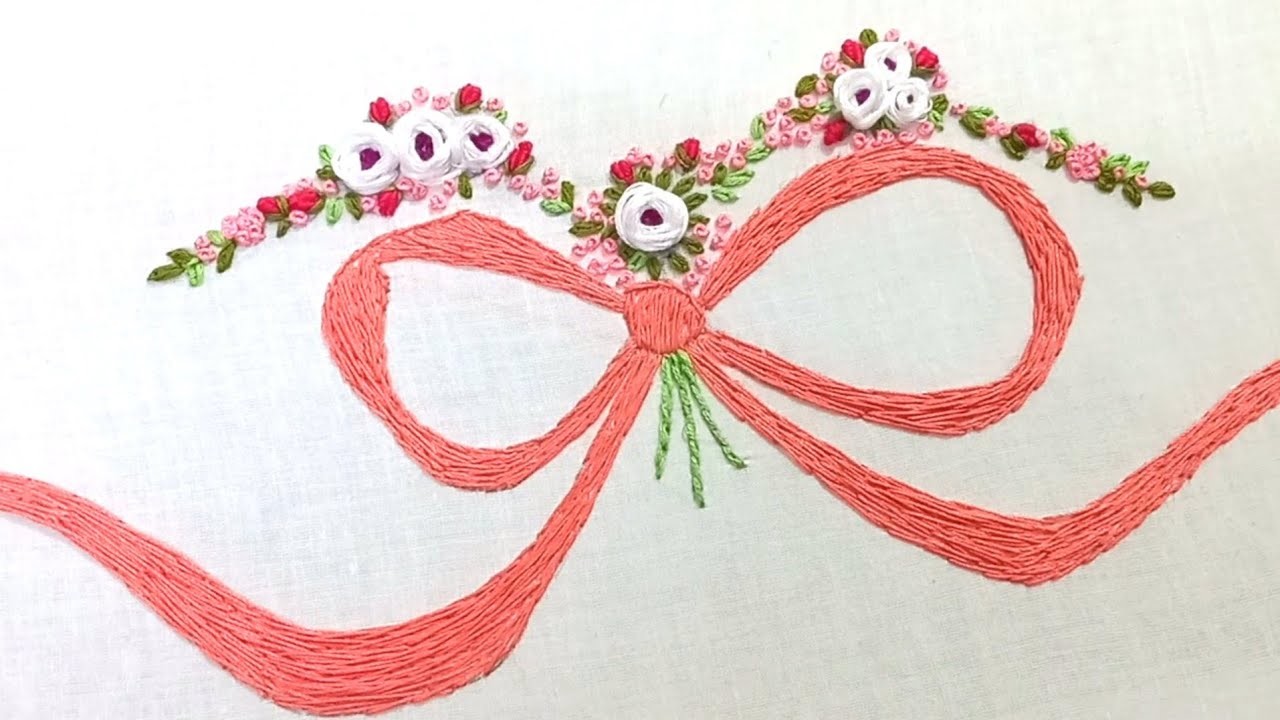 ???? Ribbon Hand Embroidery #embroidery #handembroidery #embroiderydesign #ribbonembroidery