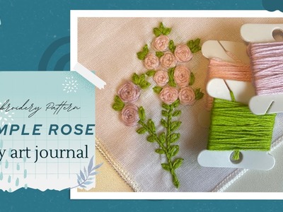 Simple and easy rose hand embroidery pattern on a handkerchief tutorial for beginners