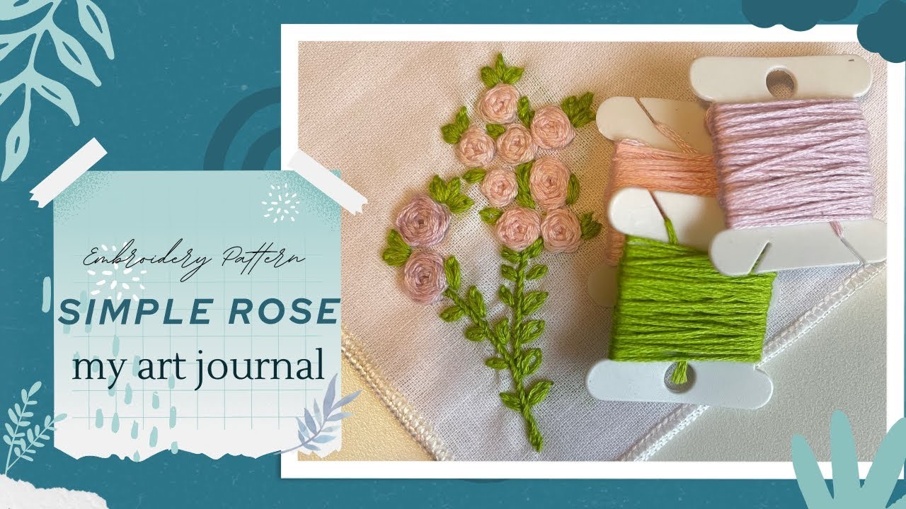 Simple and easy rose hand embroidery pattern on a handkerchief tutorial for beginners