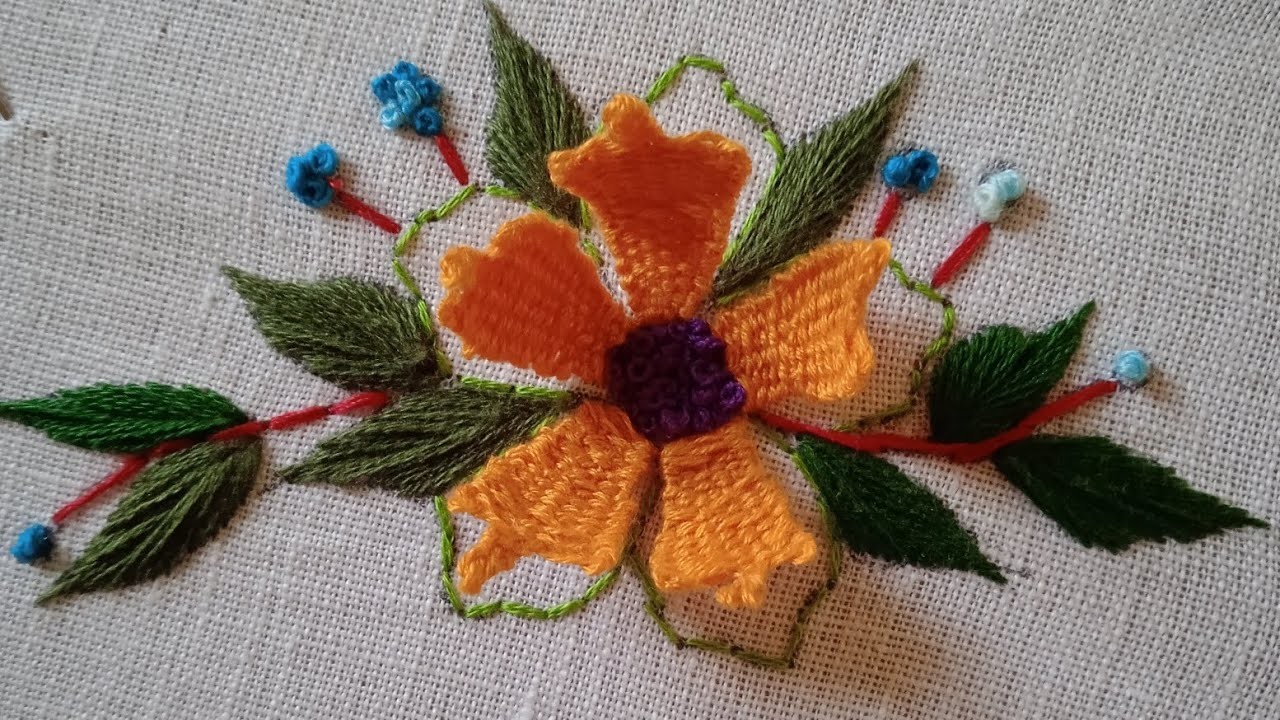 ???????? simply and normal flowers embroidery designs|daily hand embroidery#handcrafts #designing#flowers