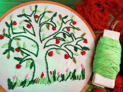 Tree Hand Embroidery Design | Under the tree embroidery design | Easy way to embroidery