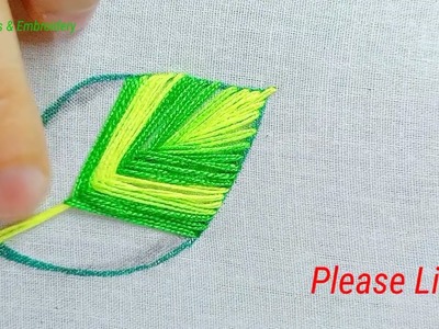 Unique Leaf Hand  Embroidery Design - Easy Leaf Hand Embroidery Stitch -Hand Embroidery Tutorial