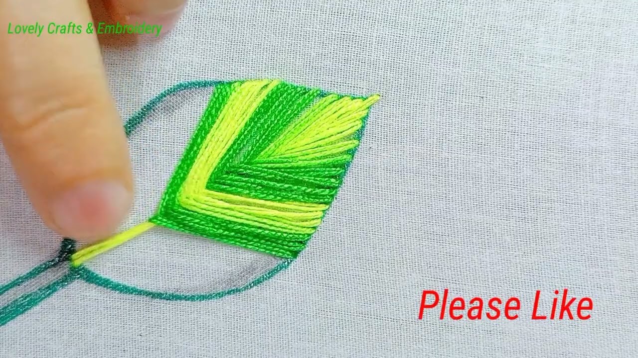 Unique Leaf Hand  Embroidery Design - Easy Leaf Hand Embroidery Stitch -Hand Embroidery Tutorial