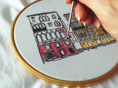 Watch me paint *REAL TIME* w. Watercolor on Venice embroidery pattern