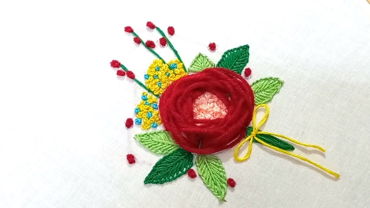 Wool and thread hand embroidery #embroidery #handembroidery #woolembroidery #embroiderytutorials