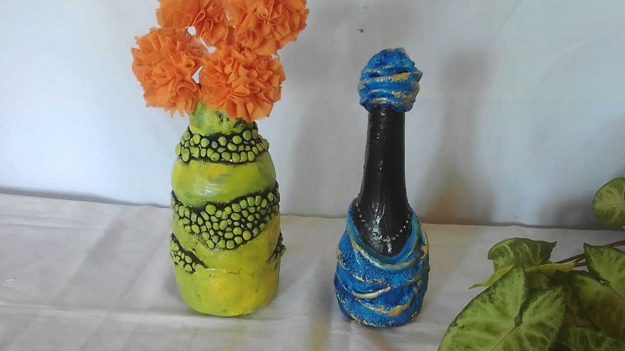 2 very easy and  Amazing bottle decoration ideas. beautiful bottle art. Suzels KreativeCraft