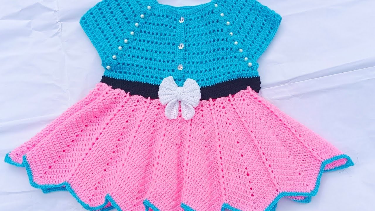 Baby frock.Crosia new style frock.(for 2 year baby frock) crochet model beautiful frock.(part-2)