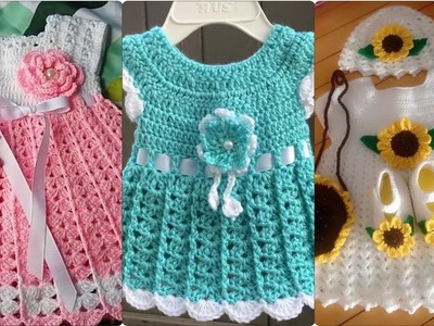 Beautiful and Charming baby girls crochet frocks designs.Crochet baby sweater designs pattern 2023