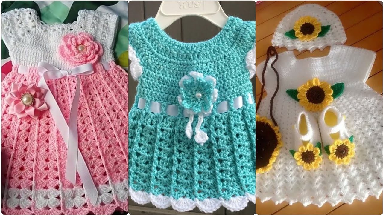 Beautiful and Charming baby girls crochet frocks designs.Crochet baby sweater designs pattern 2023