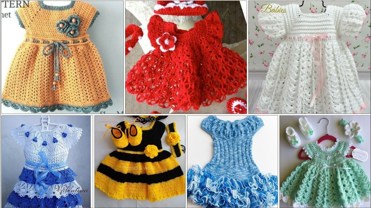 Beautiful impressive baby girls crochet frocks designs.Crochet baby sweater designs pattern 2023