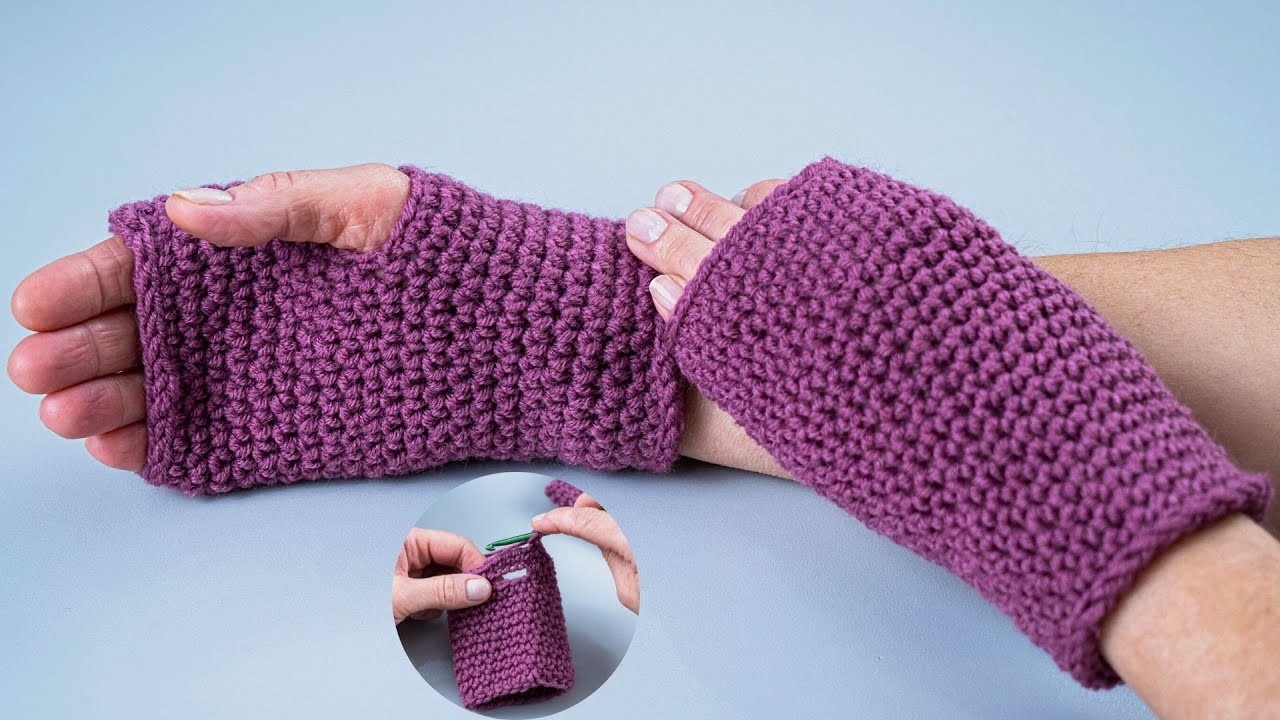 Crochet fingerless mittens with one swatch simply and easily!
