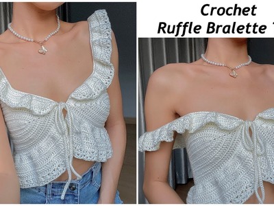 Crochet Ruffle Bralette Top Tutorial | Chenda DIY