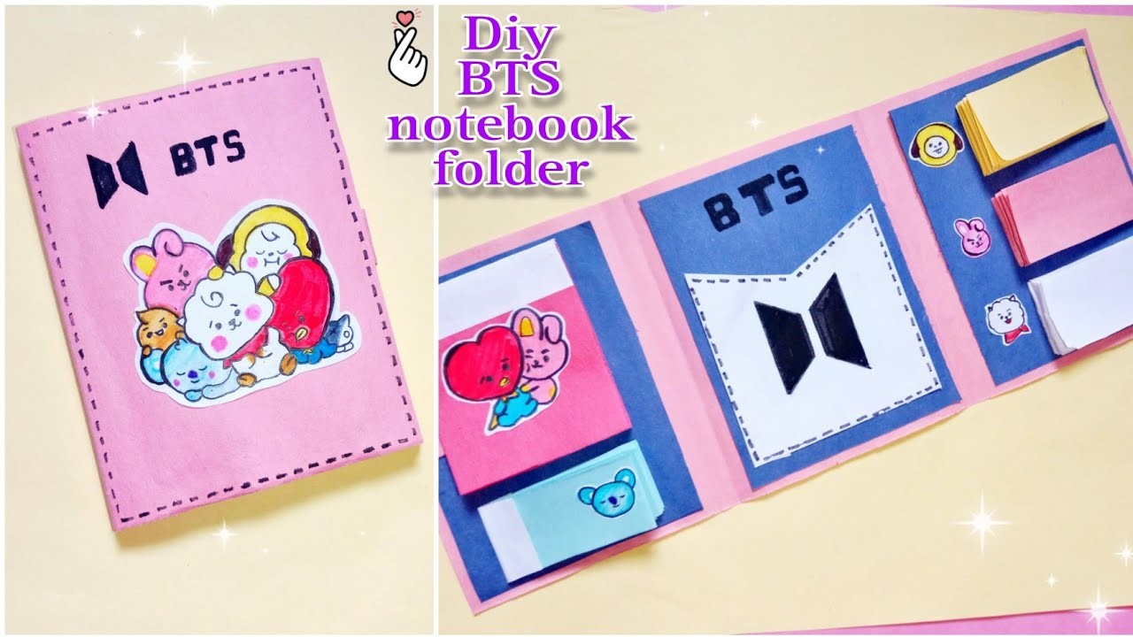 Diy BTS notebook folder.how to make folding notebook.how to make notebook folder.diy school supplies