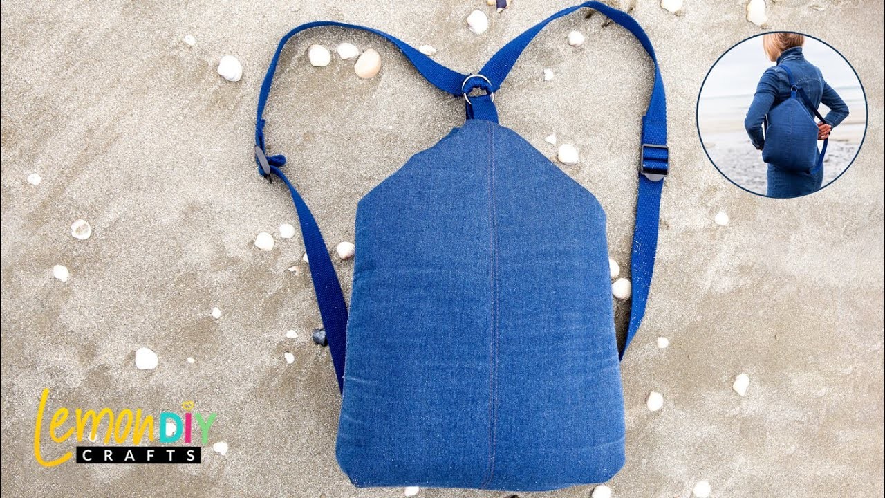 DIY OLD JEANS RECYCLE INTO CUTE BACKPACK TUTORIAL. Handmade Backpack easy sewing