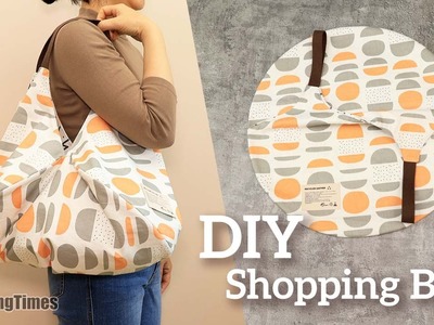 DIY Reusable Shopping Bag with Round Fabric | How to Make a Reversible Tote Bag [sewingtimes]