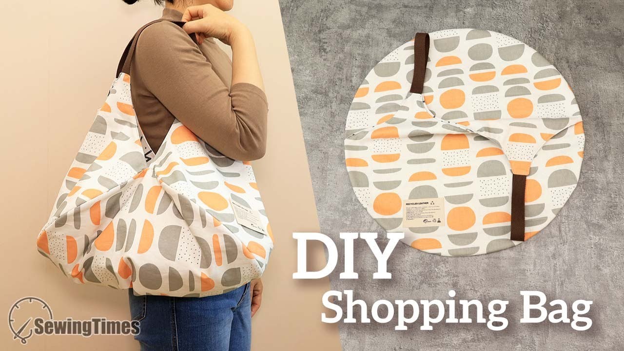 DIY Reusable Shopping Bag with Round Fabric | How to Make a Reversible Tote Bag [sewingtimes]