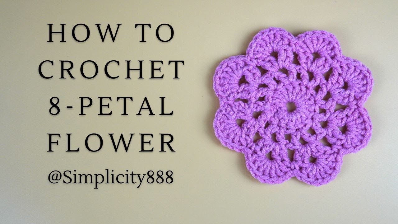 How to crochet 8-petal flower | beginner level