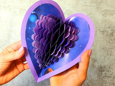 How to make a 3 d card "Heart". A gift for Valentine's Day. A gift to mom. A gift to a loved one