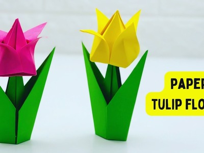 How To Make Easy Paper tulip Flowers For Kids. Nursery Craft Ideas. Paper Craft Easy. KIDS crafts