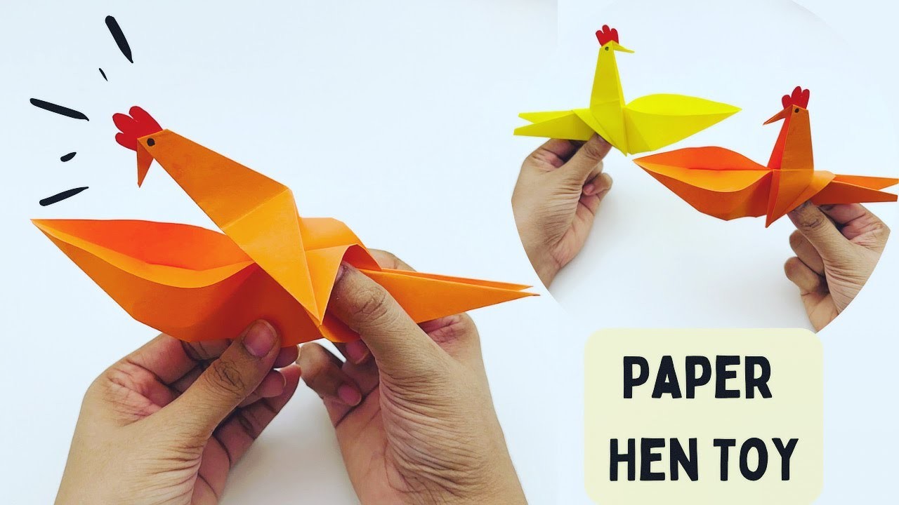 How To Make Moving Paper HEN Toy For Kids. Moving Paper Toys. Paper Craft Easy. KIDS crafts