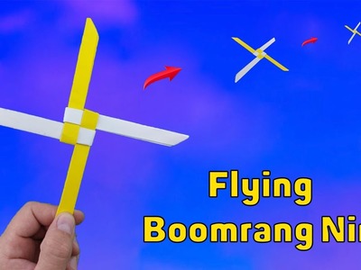 How to make new ninja, flying boomrang ninja star, paper flying ninja, make boomrang, paper ninja